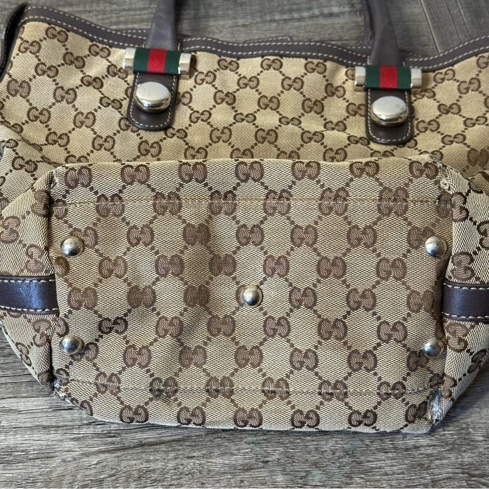Authentic Gucci Sherry Line Medium Matchball Tote Brown GG - Picture 11 of 16